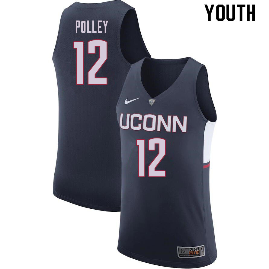 Youth #12 Tyler Polley Uconn Huskies College Basketball Jerseys Sale-Navy